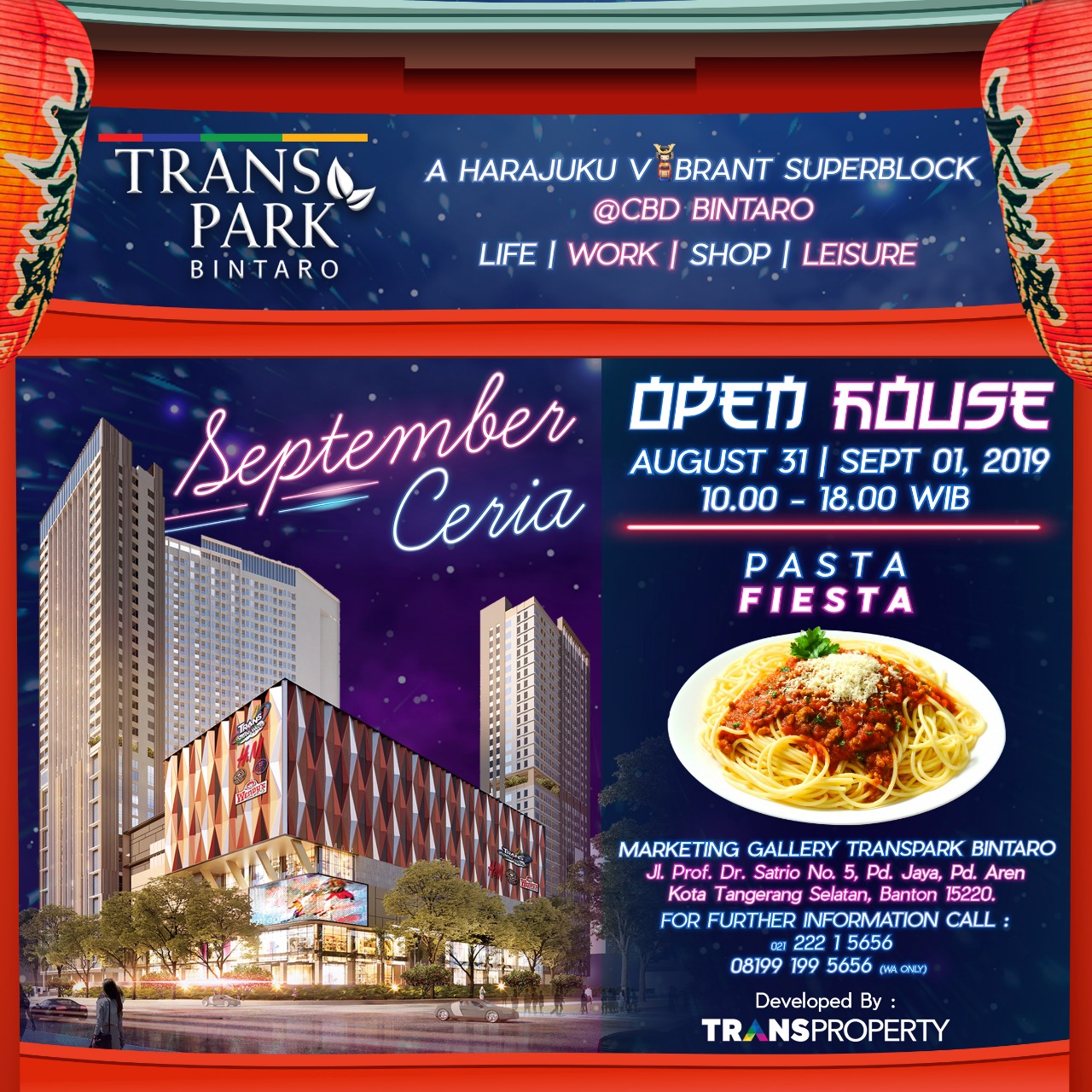 Open House Transpark Bintaro 31 Agustus & 1 September 2019